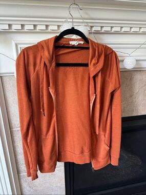 Forever 21 Orange Zip-Up Hooded Jacket